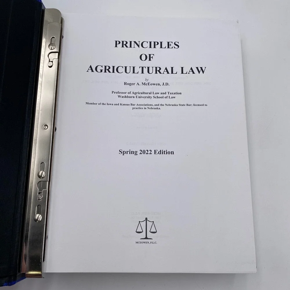 Roger McEowen Principles of Agricultural Law Textbook Spring 2022 Edition Blue